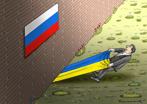 Cartoon: RUSSLAND VERSUS UKRAINE (medium) by marian kamensky tagged putins,bescherung,ukraine,provokation,putins,bescherung,ukraine,provokation
