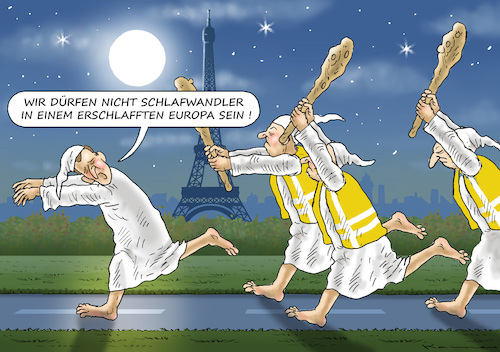 Cartoon: SCHLAFWANDLER MACRON (medium) by marian kamensky tagged macron,gibt,nach,gelbwesten,paris,proteste,rotschals,macron,gibt,nach,gelbwesten,paris,proteste,rotschals