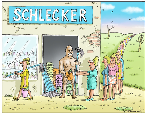 Cartoon: Schleckerabfindung (medium) by marian kamensky tagged proper,mr,schleckerpleite,schlecker,handel,verkauf
