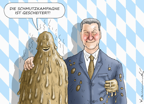 Cartoon: SCHMUTZKAMPAGNE GESCHEITERT (medium) by marian kamensky tagged unschuldslamm,aiwanger,bayerische,polizei,unschuldslamm,aiwanger,bayerische,polizei