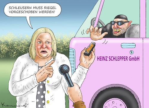 Cartoon: SCHOKORIEGELVORSCHIEBERIN FAESER (medium) by marian kamensky tagged schokoriegelvorschieberin,faeser,migranten,schokoriegelvorschieberin,faeser,migranten