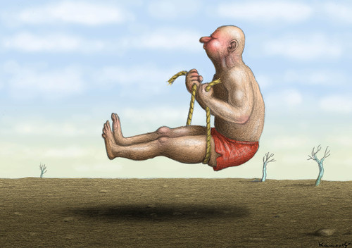 Cartoon: Selbstrettung (medium) by marian kamensky tagged selbsthilfe,krisen,rettung,selbsthilfe,krisen,rettung