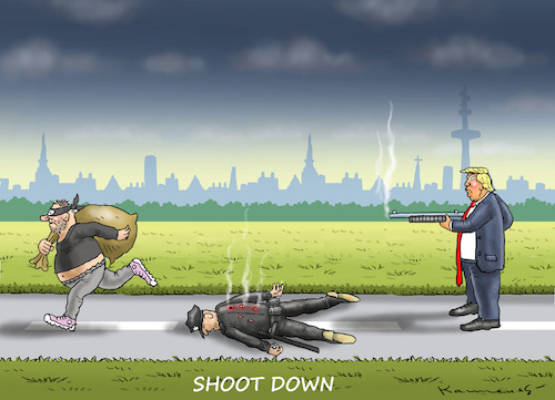 Cartoon: SHOOT DOWN (medium) by marian kamensky tagged obama,trump,präsidentenwahlen,usa,baba,vanga,republikaner,inauguration,demokraten,wikileaks,faschismus,jamal,khashoggi,shutdown,obama,trump,präsidentenwahlen,usa,baba,vanga,republikaner,inauguration,demokraten,wikileaks,faschismus,jamal,khashoggi,shutdown