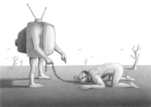 Cartoon: Slave (medium) by marian kamensky tagged humor,illustration,tv,fernsehen,konsument,konsum,unterhaltung,freizeit,wille,sucht,gefangen,zeitvertreib,medien