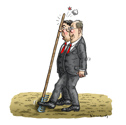 Cartoon: Steinbrück attackiert Gabriel (medium) by marian kamensky tagged peer,steinbrück,kanzlerkandidat,wahlen,spd,sigmar,gabriel,attacke,peer,steinbrück,kanzlerkandidat,wahlen,spd,sigmar,gabriel,attacke