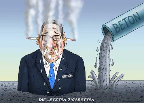 Cartoon: STRACHES LETZTE ZIGARETTEN (medium) by marian kamensky tagged kkk,monarchie,babis,strache,kurz,orban,kopftuchverbot,populismus,kazsynski,ungarn,pressefreiheit,juncker,soros,kaczinski,kkk,monarchie,babis,strache,kurz,orban,kopftuchverbot,populismus,kazsynski,ungarn,pressefreiheit,juncker,soros,kaczinski