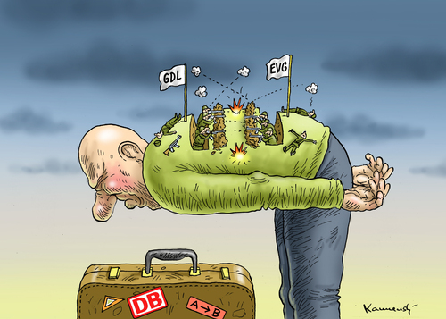 Cartoon: TARIFSTREIT BEI DER BAHN (medium) by marian kamensky tagged evg,gdl,bahn,der,bei,tarifstreit,tarifstreit,bei,der,bahn,gdl,evg