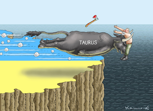 Cartoon: TAURUS FÜR DIE UKRAINE! (medium) by marian kamensky tagged taurus,für,die,ukraine,taurus,für,die,ukraine