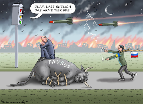 Cartoon: TAURUSZÖGERER OLAF (medium) by marian kamensky tagged taurus,für,die,ukraine,zauderlehrling,olaf,taurus,für,die,ukraine,zauderlehrling,olaf