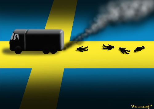 Cartoon: TERRORANSCHLAG IN STOCKHOLM (medium) by marian kamensky tagged terroranschlag,in,stockholm,terroranschlag,in,stockholm