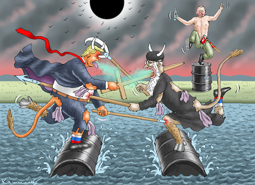 Cartoon: TEUFEL VS SATAN (medium) by marian kamensky tagged board,of,oil,peace,iran,trump,krieg,putin,hormus,kuba,nato,rutte,board,of,oil,peace,iran,trump,krieg,putin,hormus,kuba,nato,rutte
