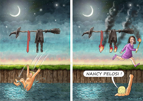 Cartoon: THE WITCH HUNT WITH NANCY PELOSI (medium) by marian kamensky tagged selenskyj,ukraine,rüstungsgeld,trump,wahllampfhilfe,joe,biden,amtsenthebungsverfahren,selenskyj,ukraine,rüstungsgeld,trump,wahllampfhilfe,joe,biden,amtsenthebungsverfahren