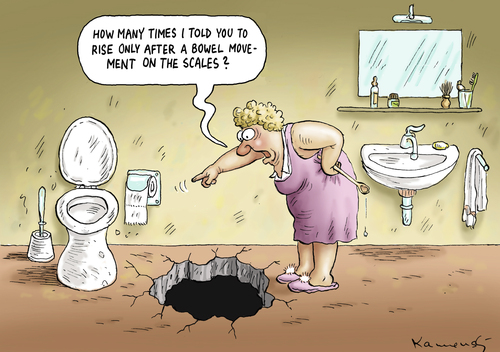 Cartoon: To rise on the scales (medium) by marian kamensky tagged the,scales,big,weight,gewicht,übergewicht,waage