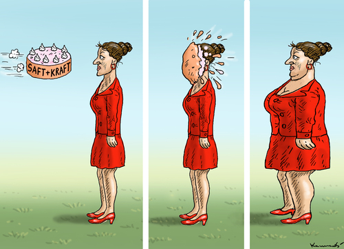 Cartoon: TORTE FÜR SAHRA WAGENKNECHT (medium) by marian kamensky tagged saft,kraft,wagenknecht,sahra,für,torte,torte,für,sahra,wagenknecht,kraft,saft