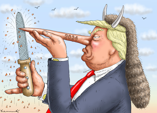 Cartoon: TRUMP 2024 (medium) by marian kamensky tagged musk,befreit,twitter,trump,midterms,kandidatur,2024,nancy,pelosi,musk,befreit,twitter,trump,midterms,kandidatur,2024,nancy,pelosi