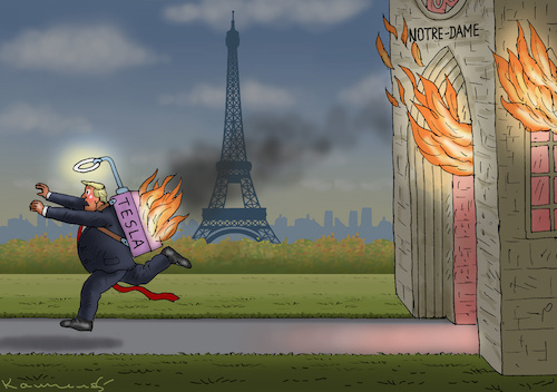 Cartoon: TRUMP IN NOTRE-DAME (medium) by marian kamensky tagged trump,in,notre,dame,trump,in,notre,dame