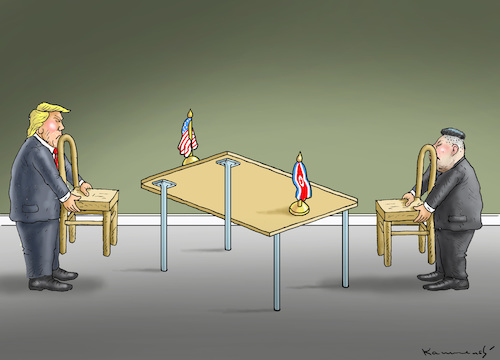 Cartoon: TRUMP KIM JONG UN MEETING (medium) by marian kamensky tagged obama,trump,präsidentenwahlen,usa,baba,vanga,republikaner,inauguration,demokraten,kim,jong,un,wikileaks,faschismus,obama,trump,präsidentenwahlen,usa,baba,vanga,republikaner,inauguration,demokraten,kim,jong,un,wikileaks,faschismus