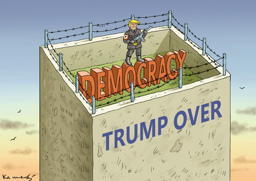 Cartoon: TRUMP OVER (medium) by marian kamensky tagged obama,trump,präsidentenwahlen,usa,baba,vanga,republikaner,demokraten,faschismus,obama,trump,präsidentenwahlen,usa,baba,vanga,republikaner,demokraten,faschismus