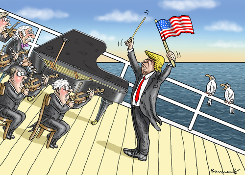 Cartoon: TRUMP SPIELT DAS LIED VOM TOD (medium) by marian kamensky tagged obama,trump,präsidentenwahlen,usa,baba,vanga,republikaner,demokraten,faschismus,obama,trump,präsidentenwahlen,usa,baba,vanga,republikaner,demokraten,faschismus