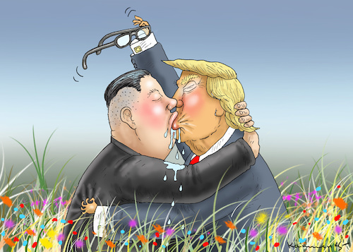 Cartoon: TRUMPKIM HABEN SICH VERLIEBT (medium) by marian kamensky tagged obama,trump,präsidentenwahlen,usa,baba,vanga,republikaner,inauguration,demokraten,kim,jong,un,wikileaks,faschismus,singarur,nato,summit,obama,trump,präsidentenwahlen,usa,baba,vanga,republikaner,inauguration,demokraten,kim,jong,un,wikileaks,faschismus,singarur,nato,summit