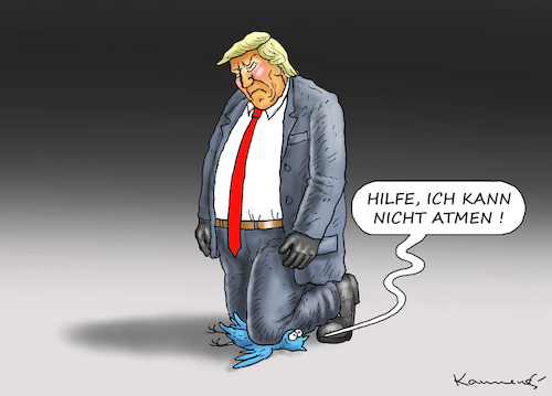 Cartoon: TRUMPS TWITTER KNIE (medium) by marian kamensky tagged coronavirus,epidemie,gesundheit,panik,stillegung,trump,pandemie,coronavirus,epidemie,gesundheit,panik,stillegung,trump,pandemie