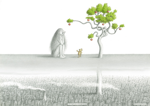 Cartoon: Underword tree (medium) by marian kamensky tagged humor,wald,natur,umwelt,baum,bäume,äpfel,frucht,früchte,liebe,sünde
