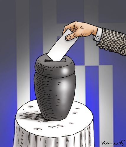 Cartoon: Urnengang in Griechenland (medium) by marian kamensky tagged griechische,finanzkrise,schuldenkrise,tragödie,europäische,griechenland,finanzkrise,schuldenkrise