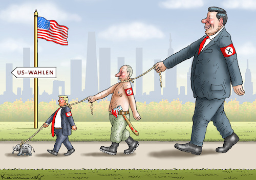 Cartoon: US-WAHLEN (medium) by marian kamensky tagged tylor,swift,hilft,biden,trump,wahlen,usa,tylor,swift,hilft,biden,trump,wahlen,usa