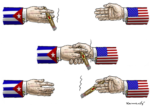 Cartoon: USA Kuba (medium) by marian kamensky tagged usa,kuba,obama,panama,gipfel,usa,kuba,obama,panama,gipfel