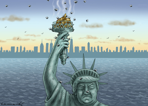 Cartoon: VERDÄCHTIGE FREIHEITSSTATUE (medium) by marian kamensky tagged verdächtige,freiheitsstatue,verdächtige,freiheitsstatue