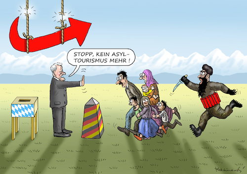 Cartoon: VOLLHORSTWEHR (medium) by marian kamensky tagged merkel,seehofer,unionskrise,csu,cdu,flüchtlinge,merkel,seehofer,unionskrise,csu,cdu,flüchtlinge