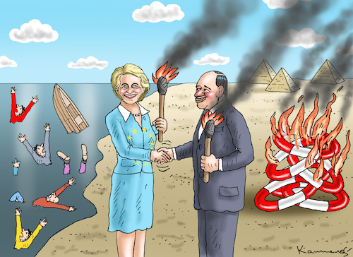 Cartoon: VON DER LEYEN BESUCHT AL SISI (medium) by marian kamensky tagged von,der,leyen,besucht,al,sisi,von,der,leyen,besucht,al,sisi