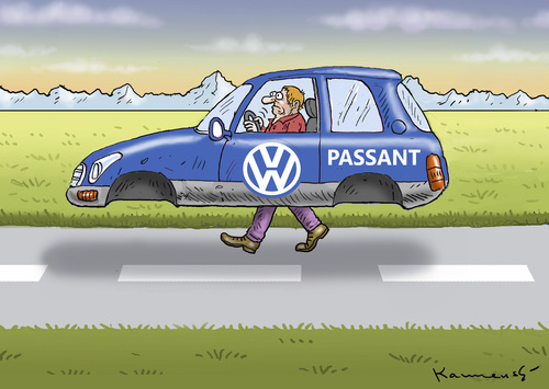 Cartoon: VW PASSANT NULL EMISSIONEN (medium) by marian kamensky tagged vw,passant,null,emissionen,vw,passant,null,emissionen