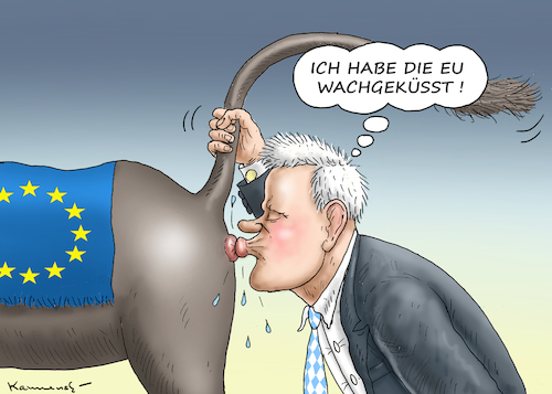 Cartoon: WACHKÜSSER VOLLHORST (medium) by marian kamensky tagged merkel,seehofer,unionskrise,csu,cdu,flüchtlinge,merkel,seehofer,unionskrise,csu,cdu,flüchtlinge