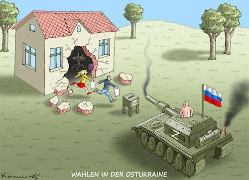 Cartoon: WAHLEN IN DER OSTUKRAINE (medium) by marian kamensky tagged wahlen,in,der,ostukraine,wahlen,in,der,ostukraine