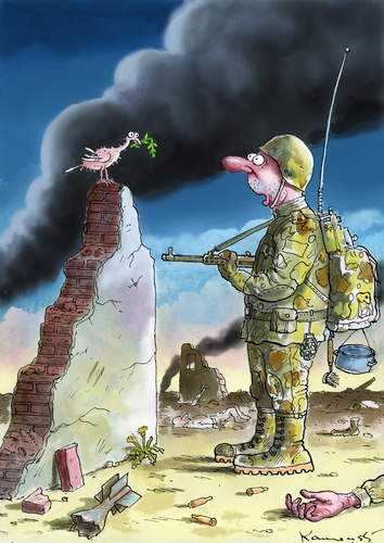 Cartoon: War (medium) by marian kamensky tagged humor,illustration,frieden,friedenstaube,krieg,militär,gewalt,sodaten,bundeswehr