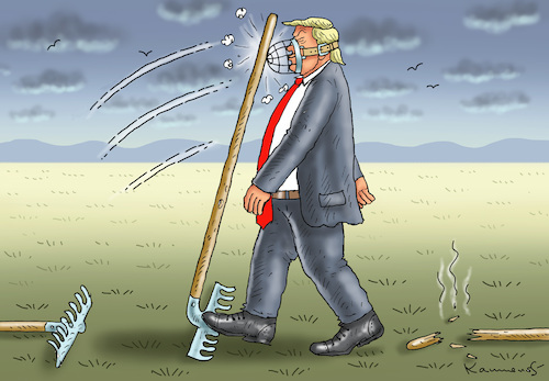 Cartoon: WARUM TRUMP EINE MASKE TRÄGT (medium) by marian kamensky tagged coronavirus,epidemie,gesundheit,panik,stillegung,george,floyd,twittertrump,pandemie,coronavirus,epidemie,gesundheit,panik,stillegung,george,floyd,twittertrump,pandemie