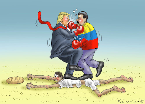 Cartoon: WENN ZWEI DICKE STREITEN (medium) by marian kamensky tagged venezuela,maduro,trump,putin,revolution,oil,industry,socialism,venezuela,maduro,trump,putin,revolution,oil,industry,socialism