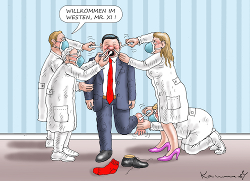 Cartoon: WESTLICHE TESTWUT (medium) by marian kamensky tagged schwurbler,xi,jinping,null,covid,schwurbler,xi,jinping,null,covid