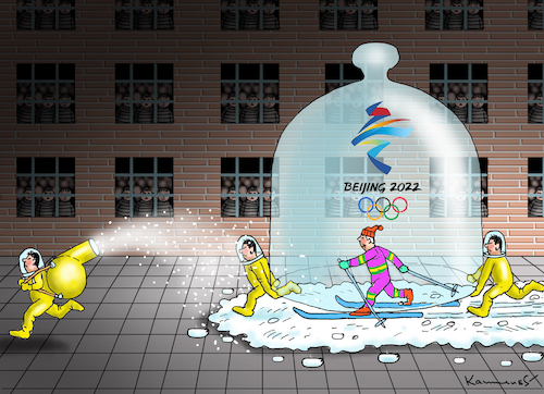 Cartoon: WINTEROLYMPIADE IN CHINA (medium) by marian kamensky tagged winterolympiade,in,china,winterolympiade,in,china