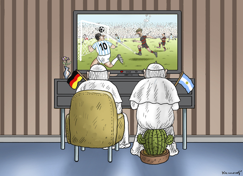 Cartoon: WM Finale (medium) by marian kamensky tagged fifa,wm,brasilien,katar,korruption,fussball,sepp,blatter,papst,benedikt,franziskus,fifa,wm,brasilien,katar,korruption,fussball,sepp,blatter,papst,benedikt,franziskus