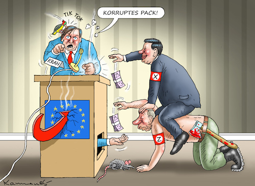 Cartoon: WUTFASCHISTEN-EU-WAHLKAMPF (medium) by marian kamensky tagged eu,wahlen,afd,rechtsradikal,lügen,krah,korruption,spionage,eu,wahlen,afd,rechtsradikal,lügen,krah,korruption,spionage