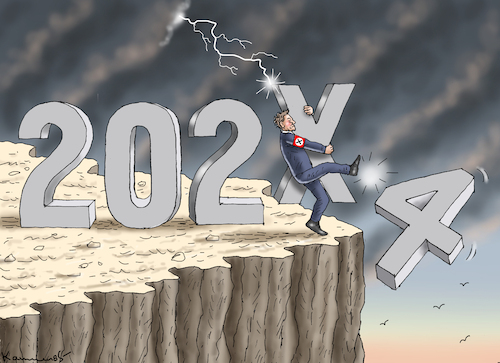 Cartoon: X-FASCHIST MUSK (medium) by marian kamensky tagged musk,trump,zuckerberg,bezos,felon,and,elon,in,panama,musk,trump,zuckerberg,bezos,felon,and,elon,in,panama