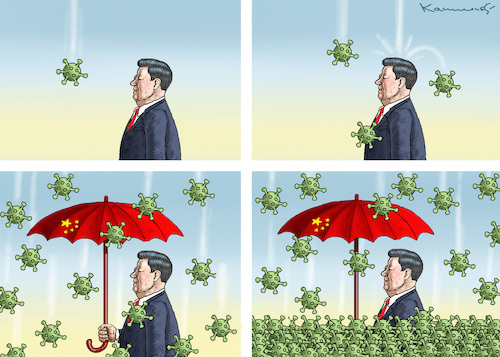 Cartoon: XI JINPING CORONAL VERWIRRT (medium) by marian kamensky tagged brexit,theresa,may,england,eu,schottland,weicher,wahlen,boris,johnson,nigel,farage,ostern,seidenstrasse,xi,jinping,referendum,trump,monsanto,bayer,glyphosa,strafzölle,coronavirus,brexit,theresa,may,england,eu,schottland,weicher,wahlen,boris,johnson,nigel,farage,ostern,seidenstrasse,xi,jinping,referendum,trump,monsanto,bayer,glyphosa,strafzölle,coronavirus