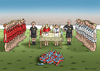 Cartoon: Fussballfriedensvertrag (small) by marian kamensky tagged fifa,wm,brasilien,katar,korruption,fussball,sepp,blatter,papst,franziskus