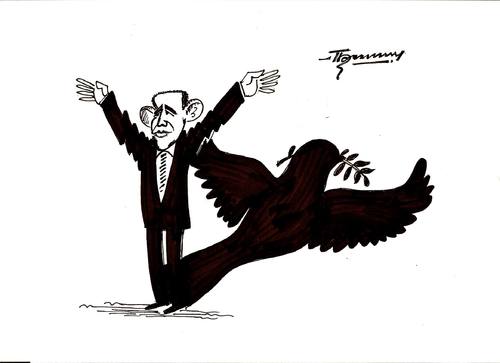 Cartoon: Obama wins Nobel Peace Prize (medium) by Thommy tagged obama,nobel,peace,prize
