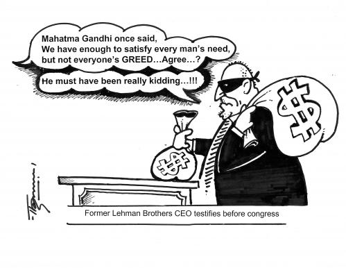 Cartoon: Testimony of a Wall Street CEO (medium) by Thommy tagged wall,street,ceo,testimony