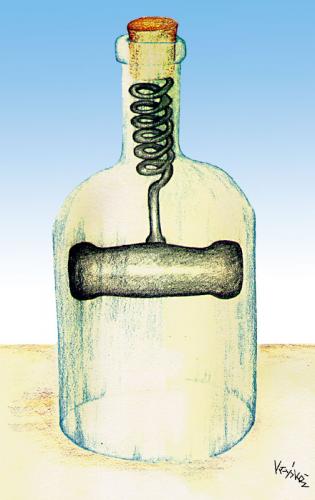 Cartoon: bottle2 (medium) by Krzyskow tagged cartoon,nature,character,comic,designfrau,girl,illustration,line,love,man,mann,music,politics,sport,tiere