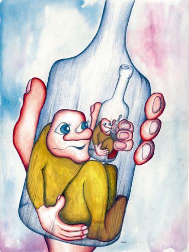 Cartoon: Bottle (medium) by Krzyskow tagged cartoon,nature,character,comic,designfrau,girl,illustration,line,love,man,mann,music,politics,sport,tiere