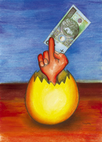 Cartoon: Money8 (medium) by Krzyskow tagged art,caricature,character,comic,design,frau,girl,illustration,line,love,man,mann,music,obama,politics,portrait,sport,tiere,money